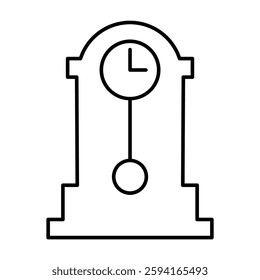 Grandfather clock icon in thin line style