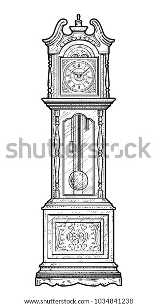 Illustration De L Horloge Du Grand Pere Dessin Image Vectorielle De Stock Libre De Droits