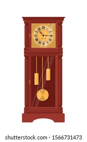 Grandfather Clock. Realistic clock isolated on white background. Vector illustration