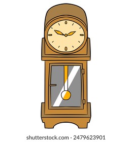 grandfather clock top-down view illustration hand drawn isolated vector