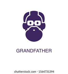 Grandfather element in flat simple style on white background. Grandfather icon, with text name concept template