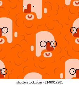 Grandfather face pattern seamless. Old man's beard background