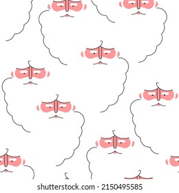 Grandfather face pattern seamless. Old man's beard background