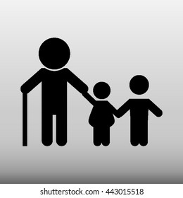 Grandfather With Grandchildren Vector Icon Illustration