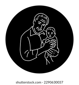 Grandfather with granddaughter color line illustration. LGBT adoption of children