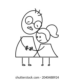 grandfather and granddaughter hug. Love for your family and friends. Day of the Elderly.