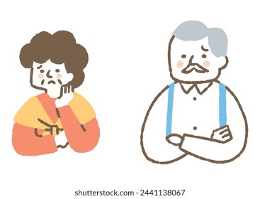 Grandfather and grandmother confused about something_Color