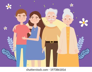 Grandfather grandmother and couple design