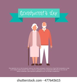 Grandfather With Grandmother Happy Grandparents Day Greeting Card Banner Flat Vector Illustration