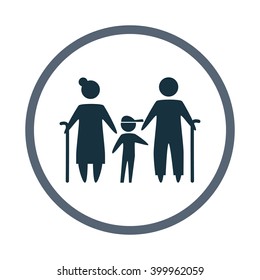 Grandfather and grandmother with her grandson icon