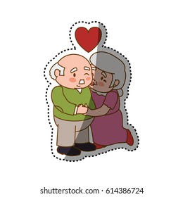 Grandfather and grandmother lovely couple cartoon