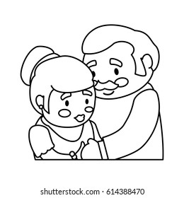 Grandfather and grandmother lovely couple cartoon