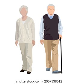 Grandfather and grandmother in old age on white age - Vector illustration