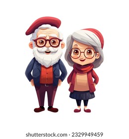 Grandfather and Grandmother staying together. Grandparents Day celebration. Vector banner