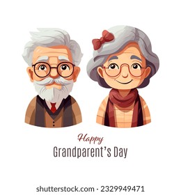 Grandfather and Grandmother staying together. Grandparents Day celebration. Vector banner