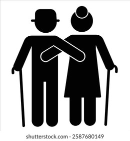 Grandfather and grandmother vector icon. filled flat sign for mobile concept and web design. Old man and old woman glyph icon. Symbol, logo illustration. vector 