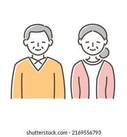 grandfather and grandmother vector illustration. smile face.