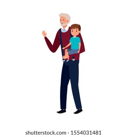 grandfather with grandson avatar character vector illustration design