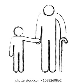 grandfather with grandson silhouettes avatars