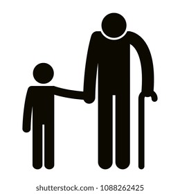 grandfather with grandson silhouettes avatars