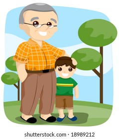 Grandfather with Grandson - Vector