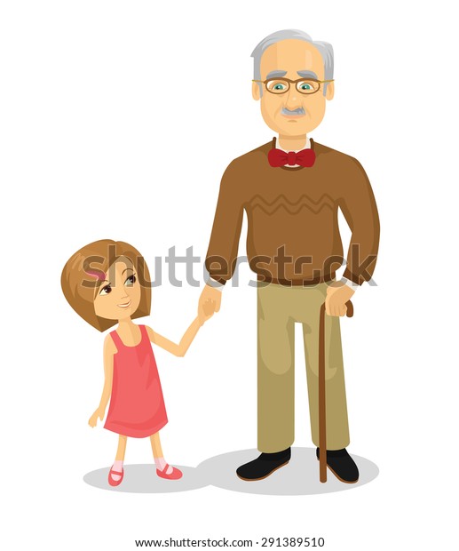 Grandfather Grandson Vector Flat Cartoon Illustration Stock Vector ...