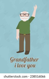 grandfather greeting illustration over blue color background