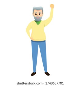 Grandfather hand up icon. Cartoon of grandfather hand up vector icon for web design isolated on white background
