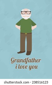 grandfather with hands hidden illustration over blue color background