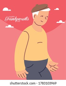 Grandfather of happy grandparents day design, Old man male person father grandparents family senior and people theme Vector illustration