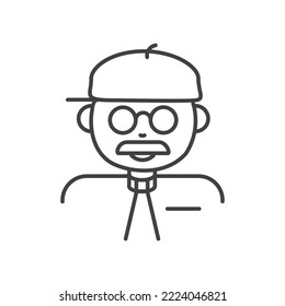 Abuelo con un simple icono en un sombrero