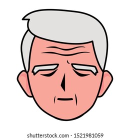 Grandfather head cartoon design, Old person grandparents man avatar senior and adult theme Vector illustration
