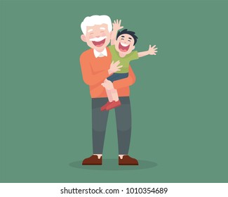 grandfather with his grandchild laugh and happy together