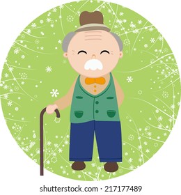 Grandfather holding a cane