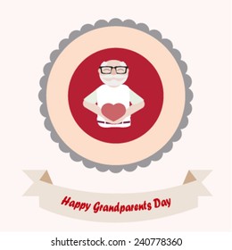 Grandfather holding a heart in white illustration