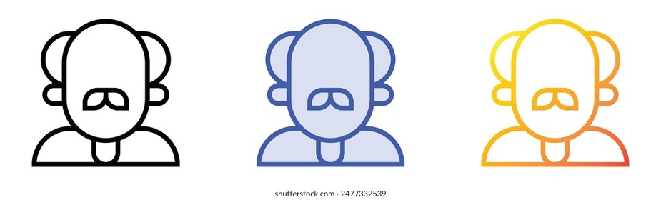 grandfather icon. Linear, Blue Fill and Gradient Style Design Isolated On White Background