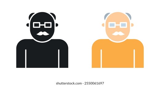 Grandfather icon set in black and colored version