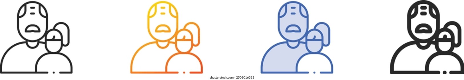 icono de abuelo. Diseño lineal delgado, degradado, trazo azul y estilo atrevido aislado sobre fondo blanco