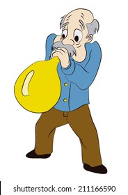grandfather inflating balloon