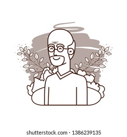 grandfather with landscape avatar character