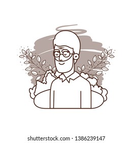 grandfather with landscape avatar character