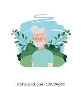 grandfather with landscape avatar character
