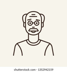 Grandfather line icon. mustache, bald, wrinkle. Generation concept. Can be used for topics like grandparent, retirement, pensioner