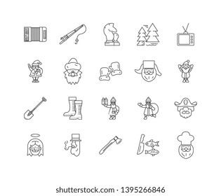 Grandfather line icons, signs, vector set, outline illustration concept 