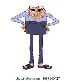 grandfather with a mustache in jeans and a shirt