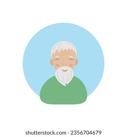 Grandfather. An old grandfather with gray hair and beard hair. Grandfather avatar in cartoon style. Vector illustration isolated on a white background