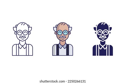 Grandfather, Old man avatar icon vector illustration