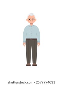 Grandfather. Old man with gray hair. Vector color illustration.