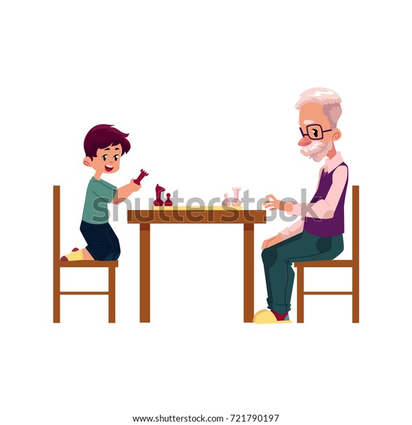 Vector De Stock Libre De Regalias Sobre Abuelo Anciano Jugando