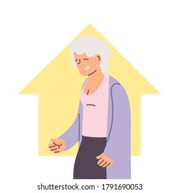 grandfather old man smiling at home cartoon vector illustration design